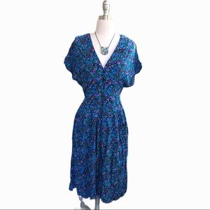 Vintage Floral Button Up Valley Floral Midi Dress